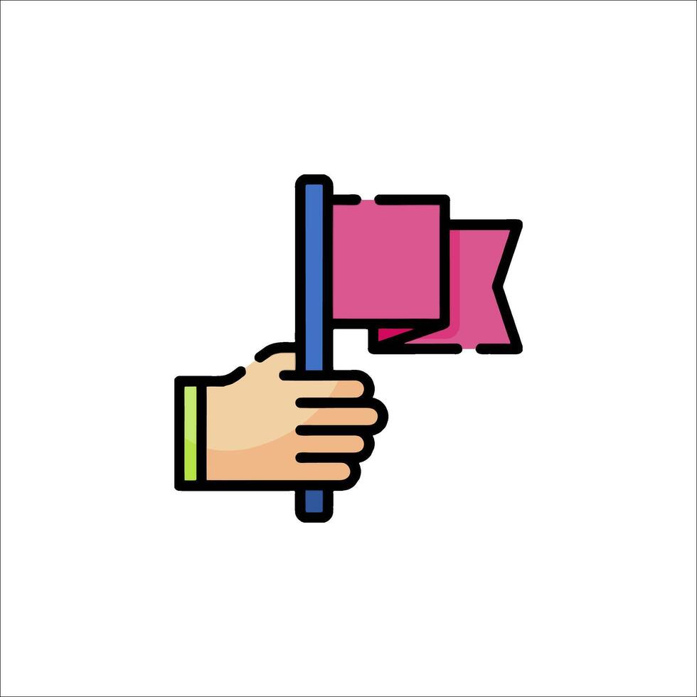 Hand holding a flag icon illustration vector