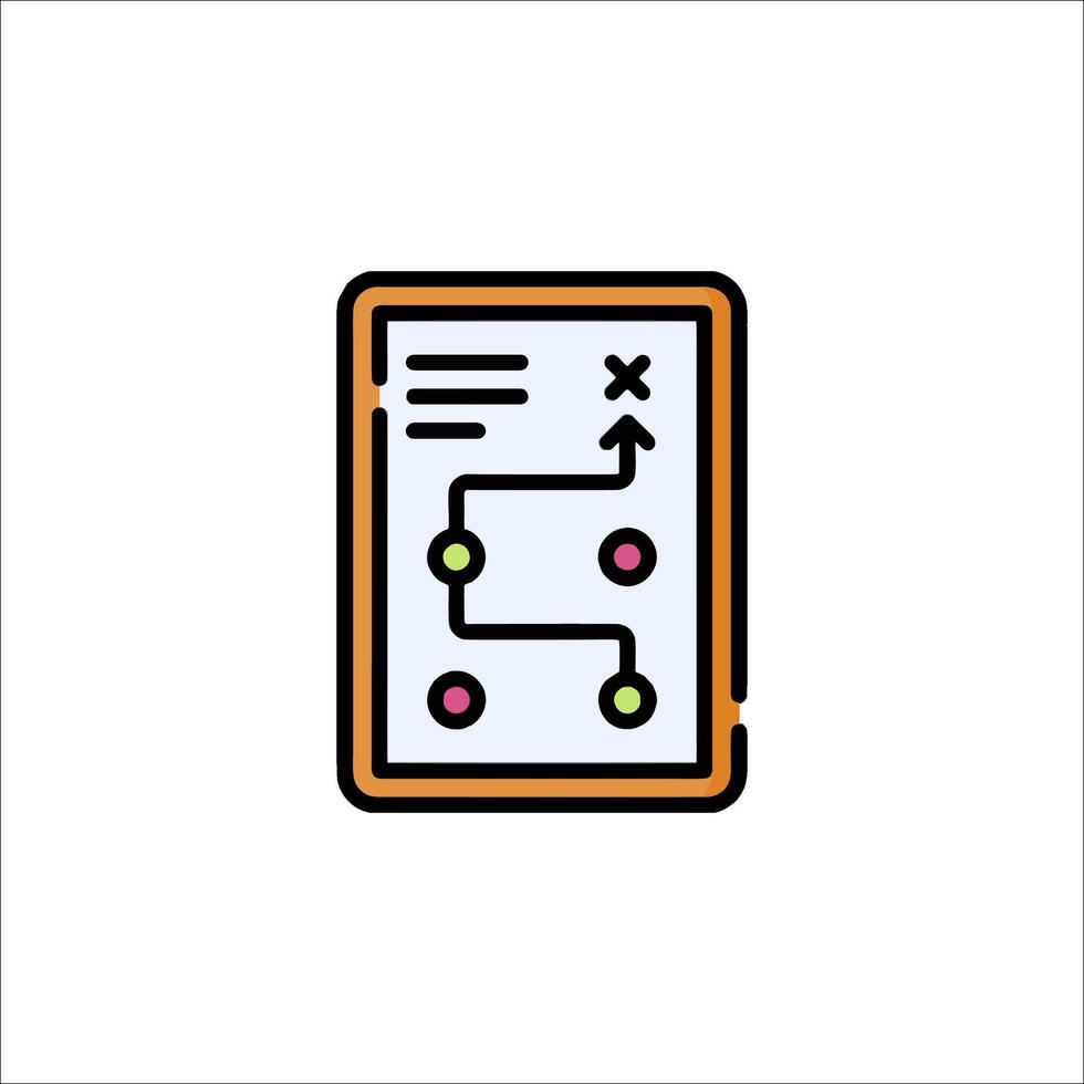 A tablet with a line of icons on it vector