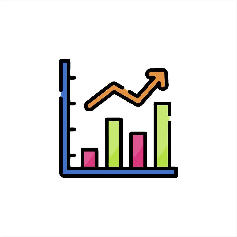 An icon of a bar chart with an arrow going up vector