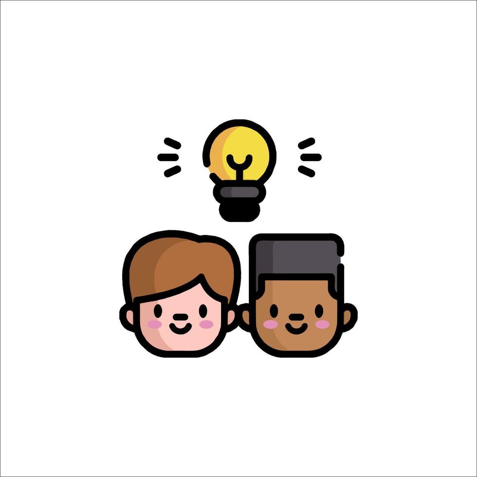 Two people are sitting under a light bulb with a light bulb above them vector