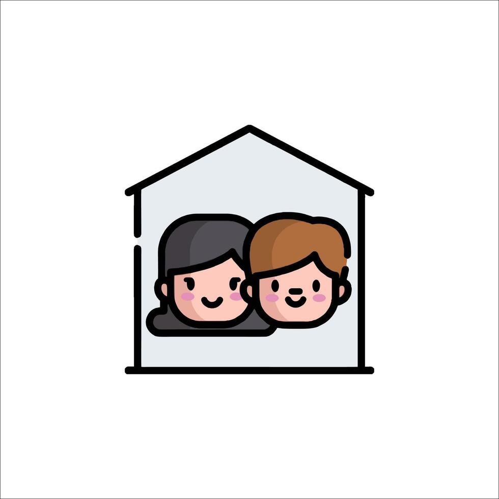 A couple inside a house icon vector