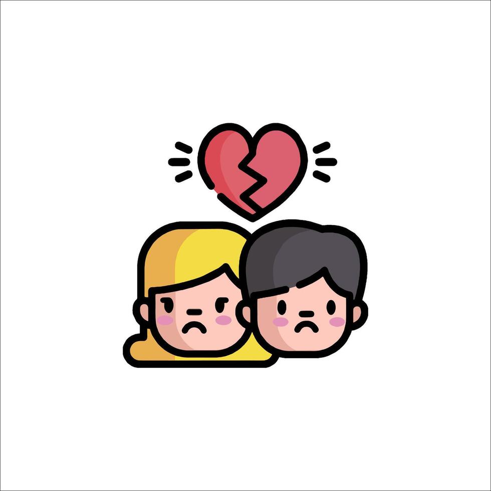 Couple with broken heart icon vector