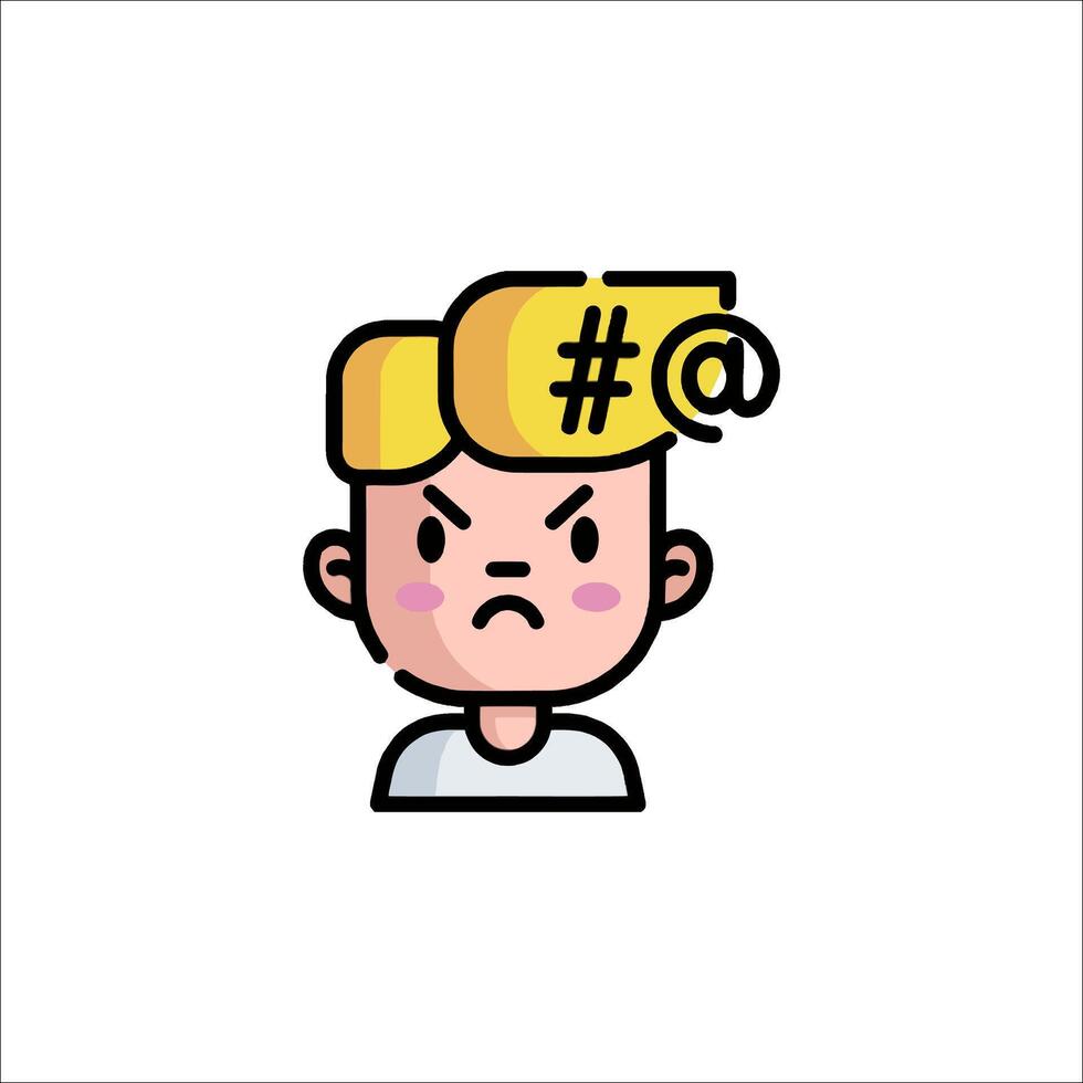 A cartoon man with a frown on his face vector
