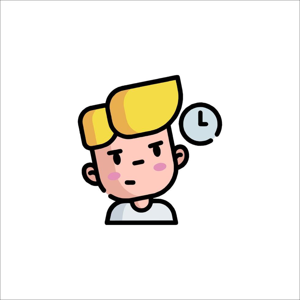 A cartoon man with a clock on his head vector