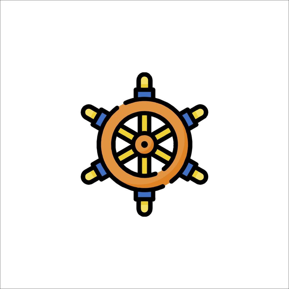 A ship wheel icon in a flat style vector