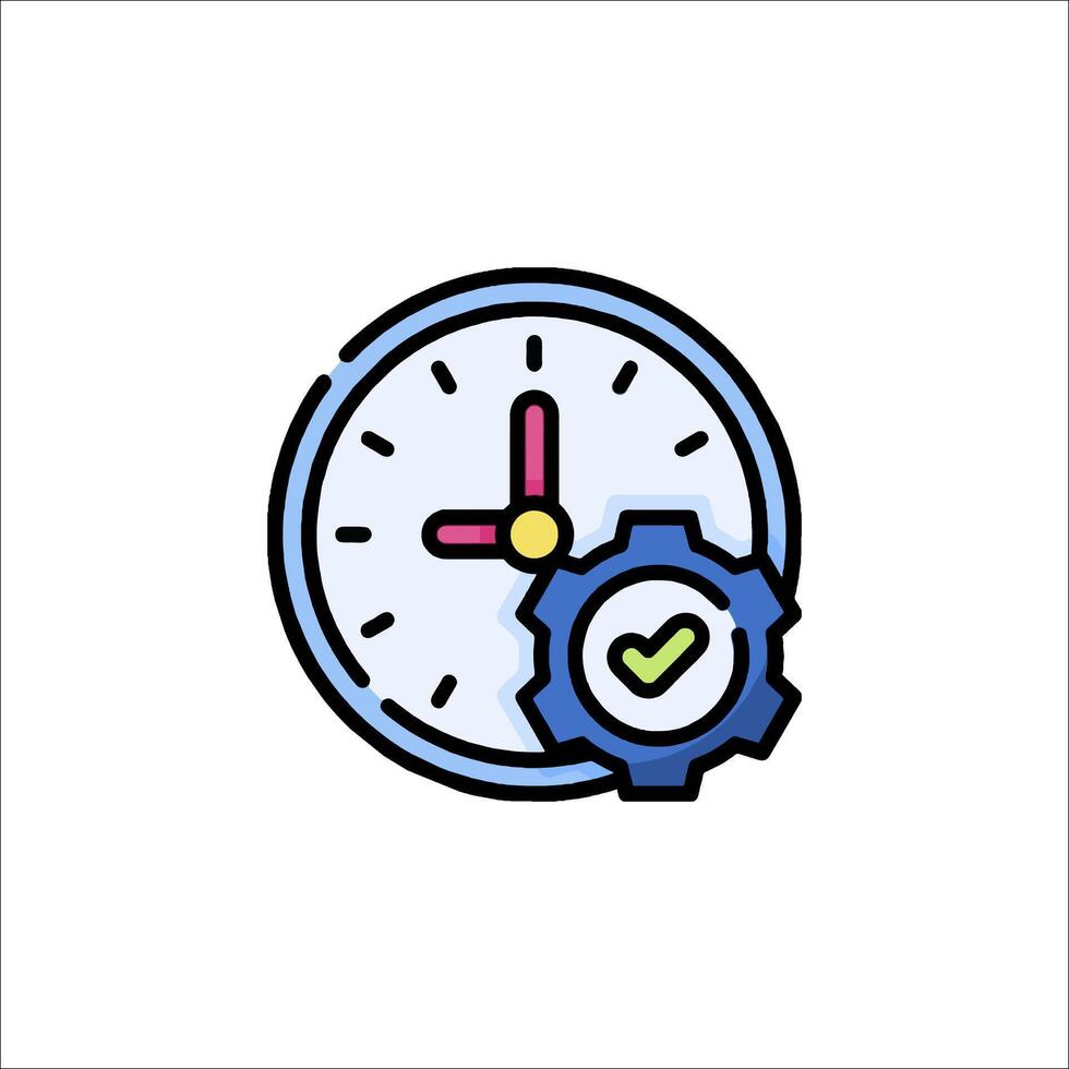 A clock with a check mark and gear vector