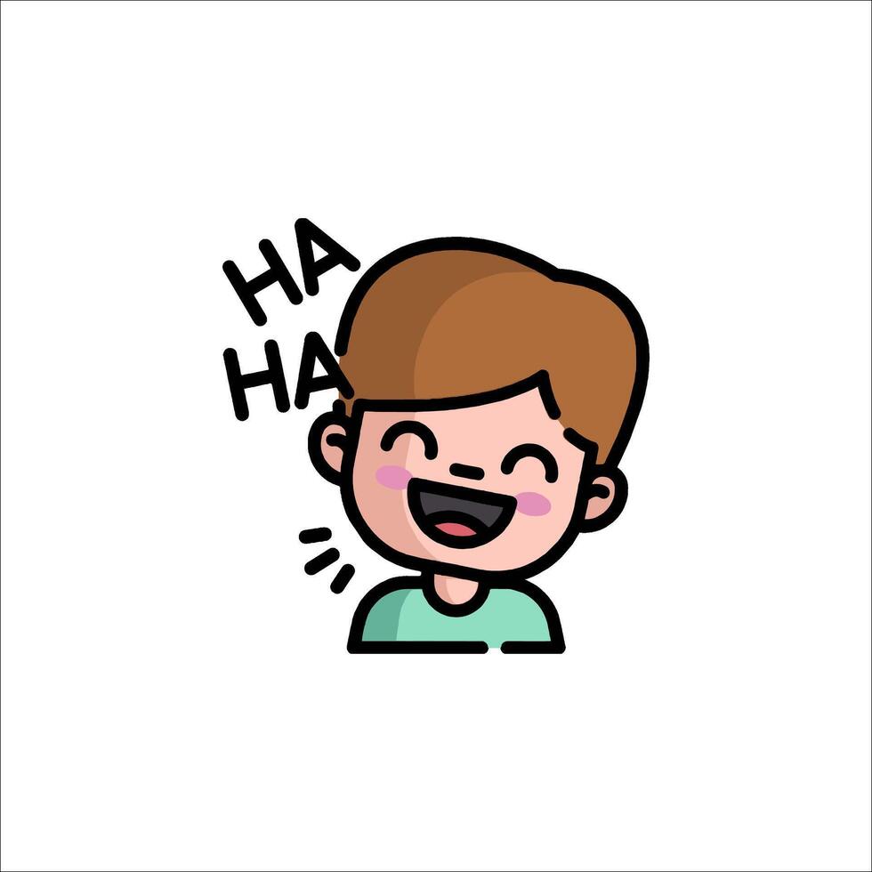 A cartoon boy laughing with a smile on his face vector