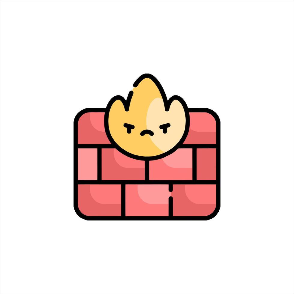 A cartoon brick wall with a fire inside vector