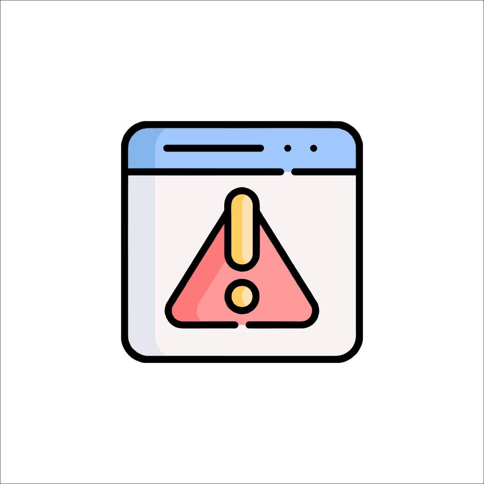 A computer screen with a warning icon vector