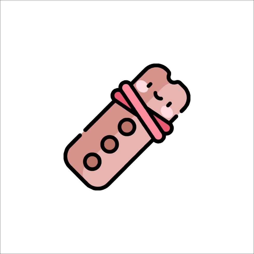 A cartoon bandage with a pink ribbon on it vector