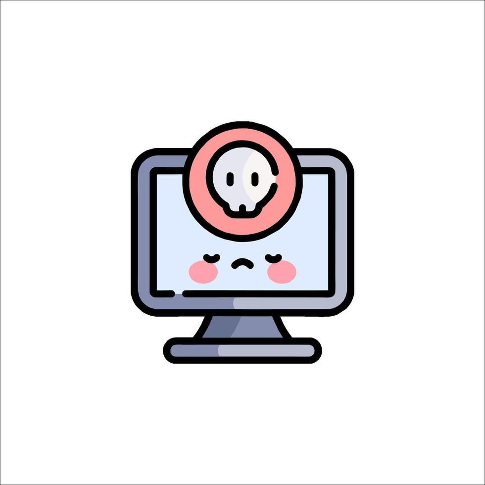 A computer with a skull on it vector