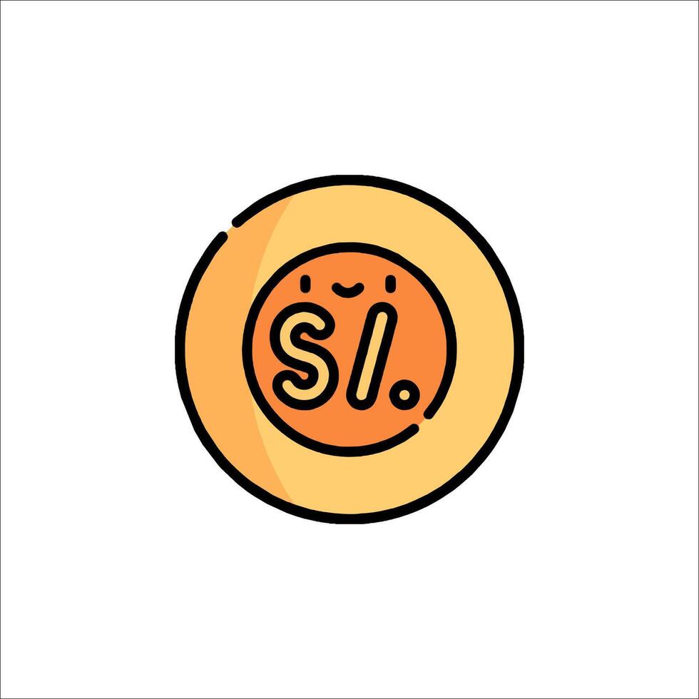 A cartoon orange coin with the number 2 on it vector