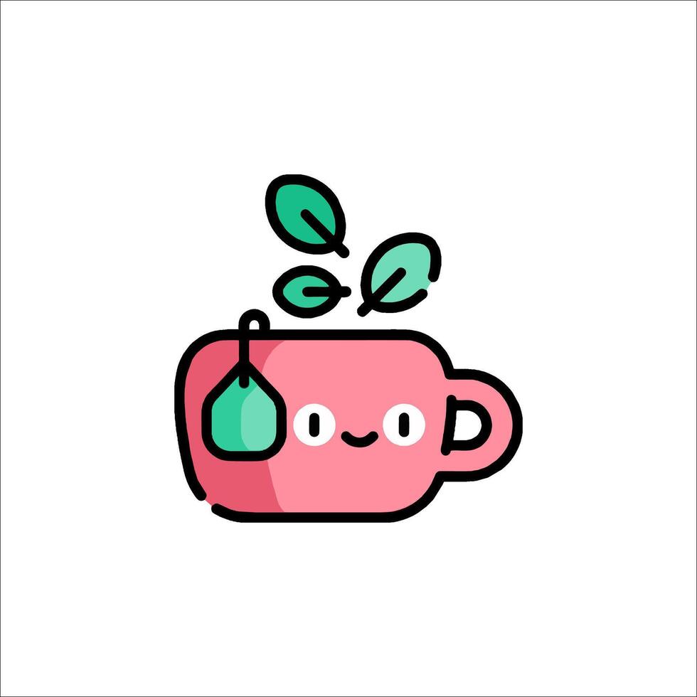 A cute cup with a leaf on it vector