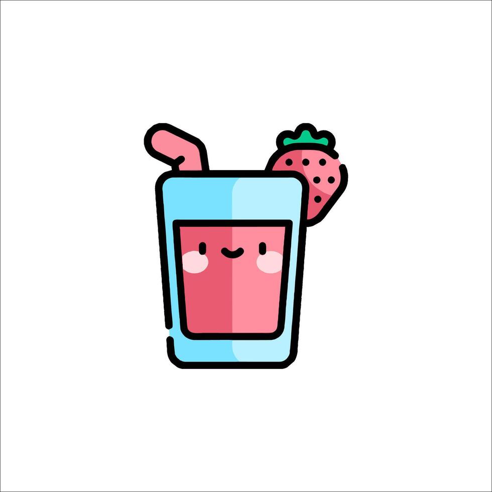 A strawberry drink with a straw and a smiley face vector