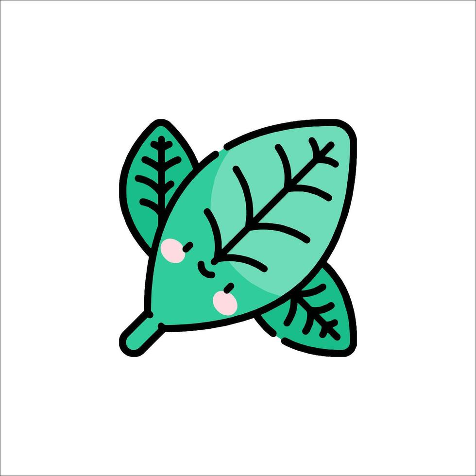 A cute leaf icon with a smiley face vector