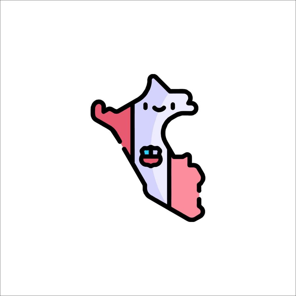 A cute little map of peru with a cat on it vector