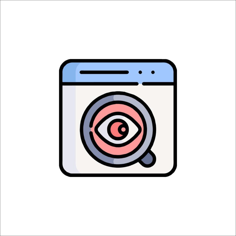 A computer with an eye icon vector