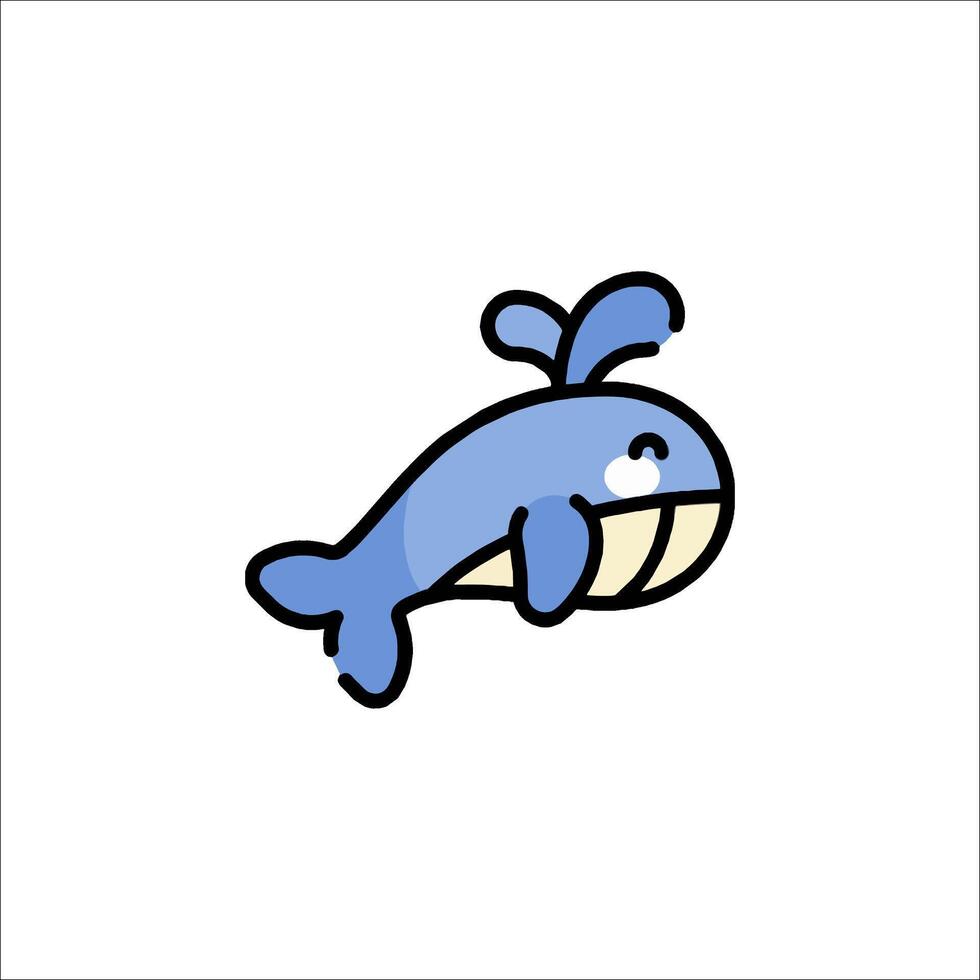 A cartoon whale with a blue tail vector