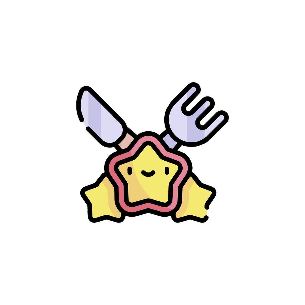 A cartoon star with a fork and knife vector