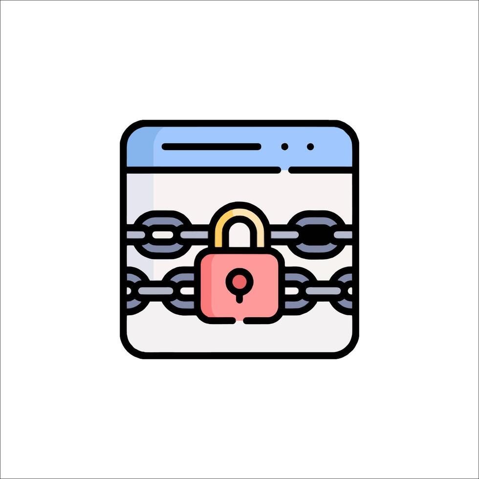 A lock and chain icon on a white background vector