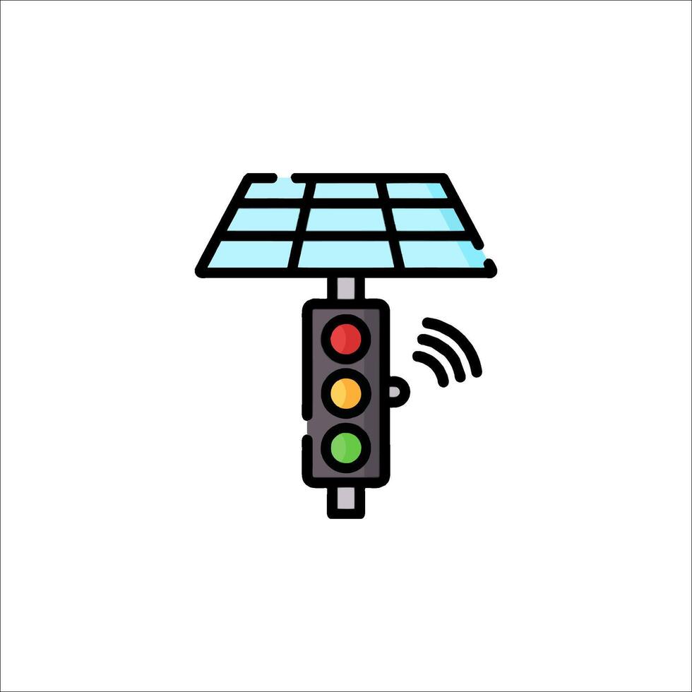 A traffic light with a solar panel on it vector
