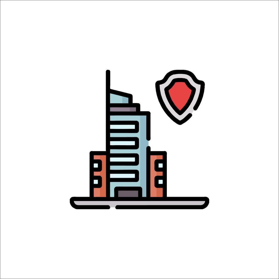A building with a shield icon vector