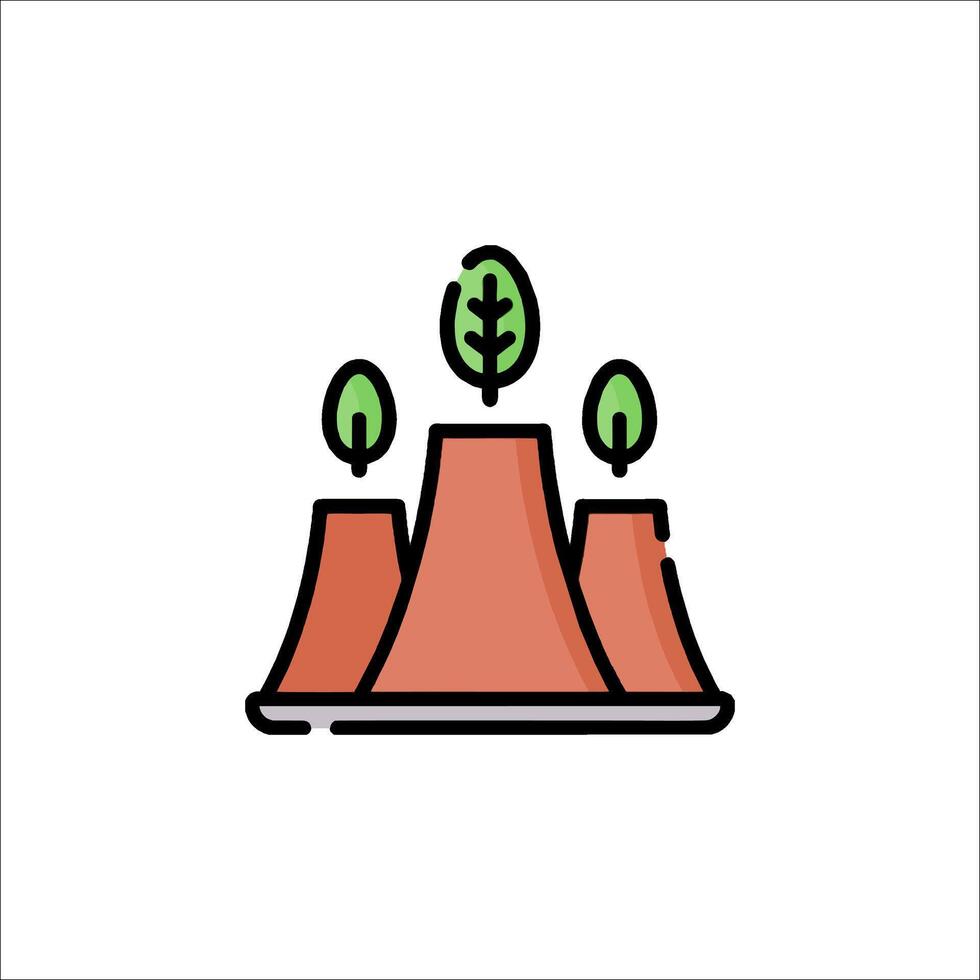 A cartoon mountain with trees on top vector