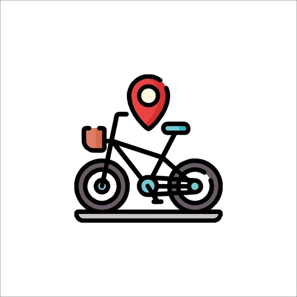 A bicycle with a map pin on it vector