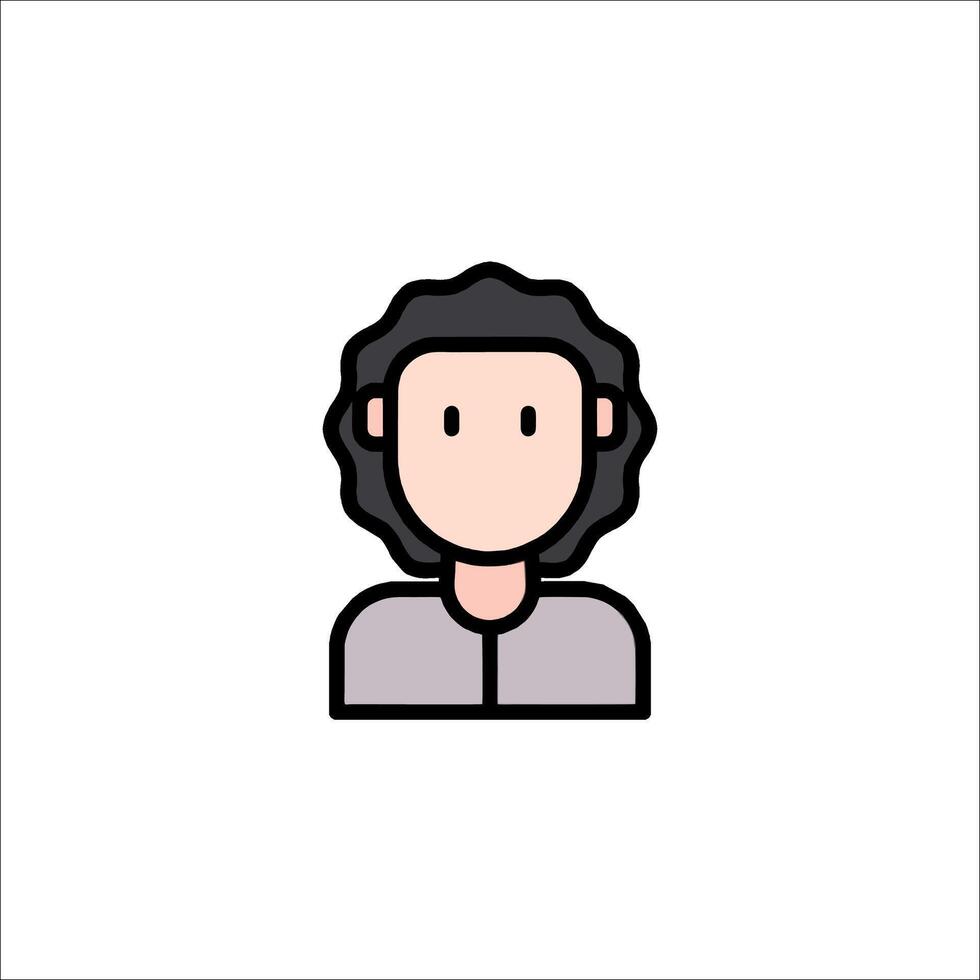 A man with curly hair icon on a white background vector