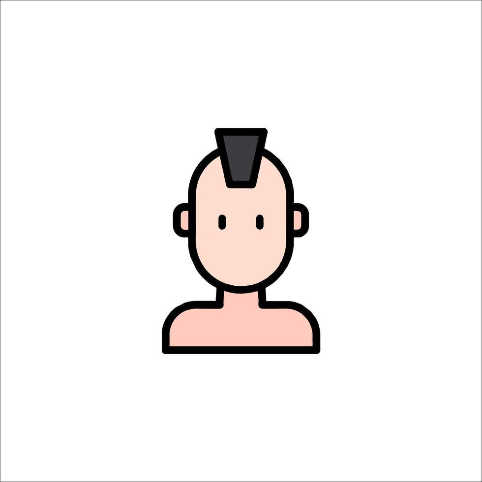 A man with a mohawk is shown in a flat style vector