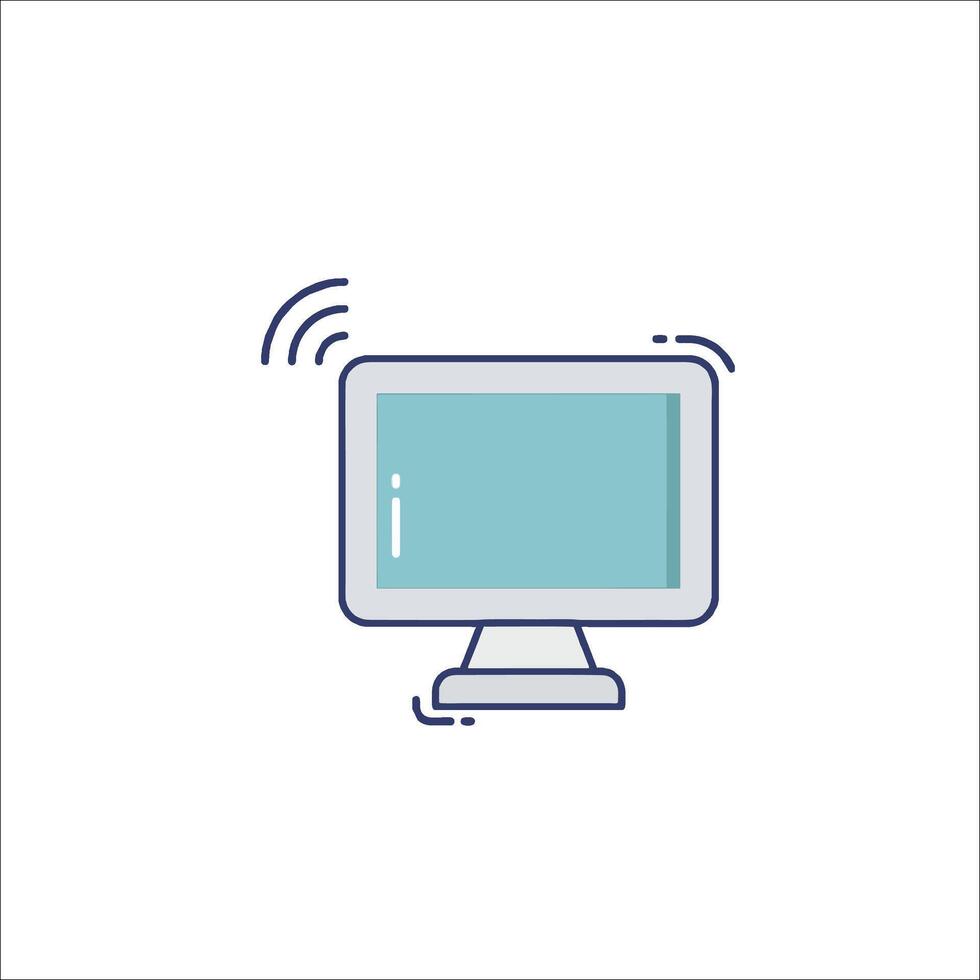 A computer monitor with a wireless signal icon vector