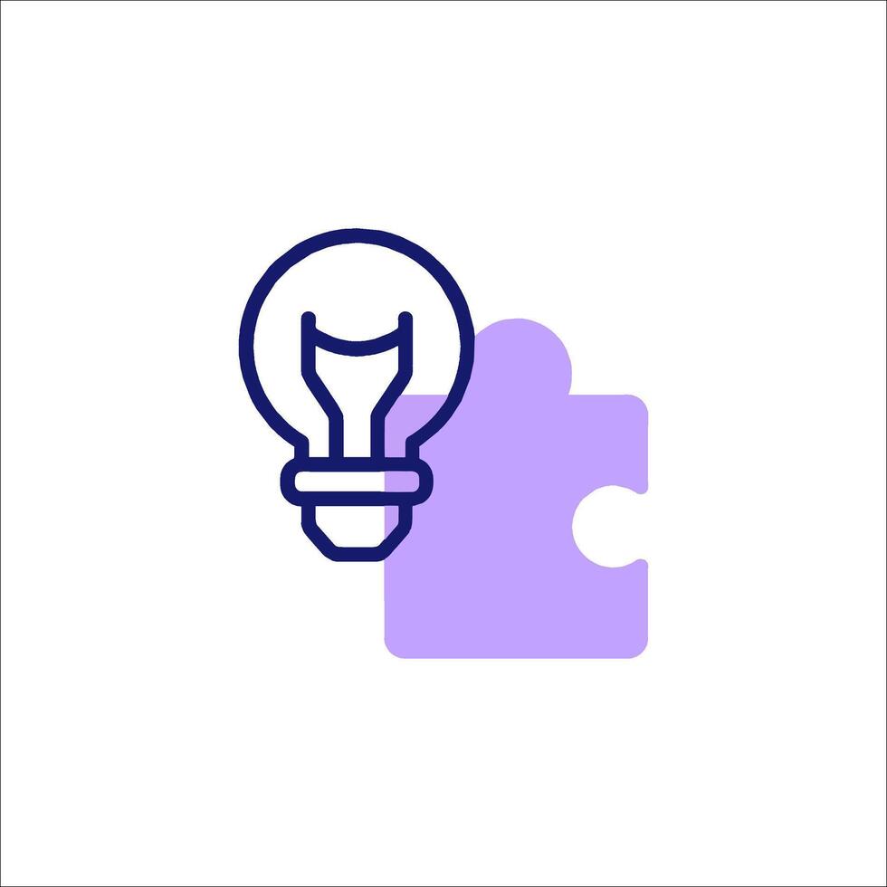 A light bulb and a piece of puzzle vector