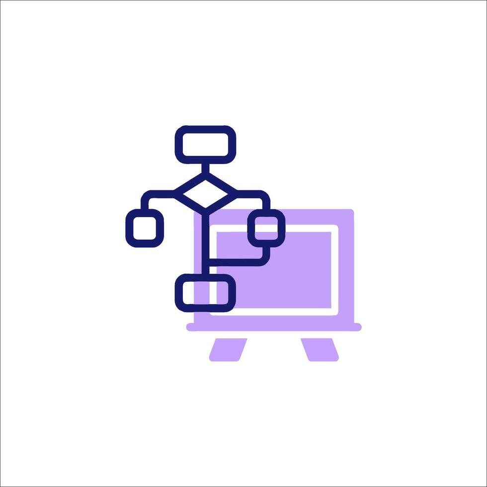 A computer with a network icon on it vector