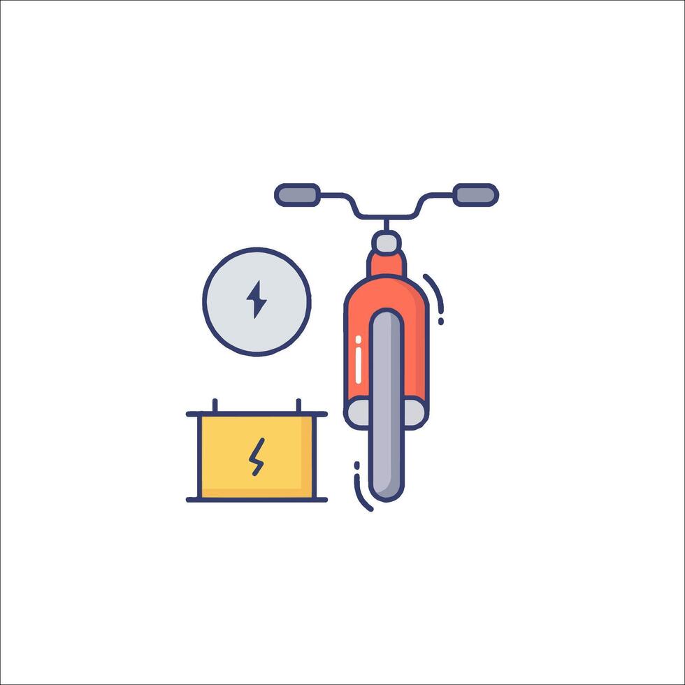 Electric bike icon with battery and charger vector