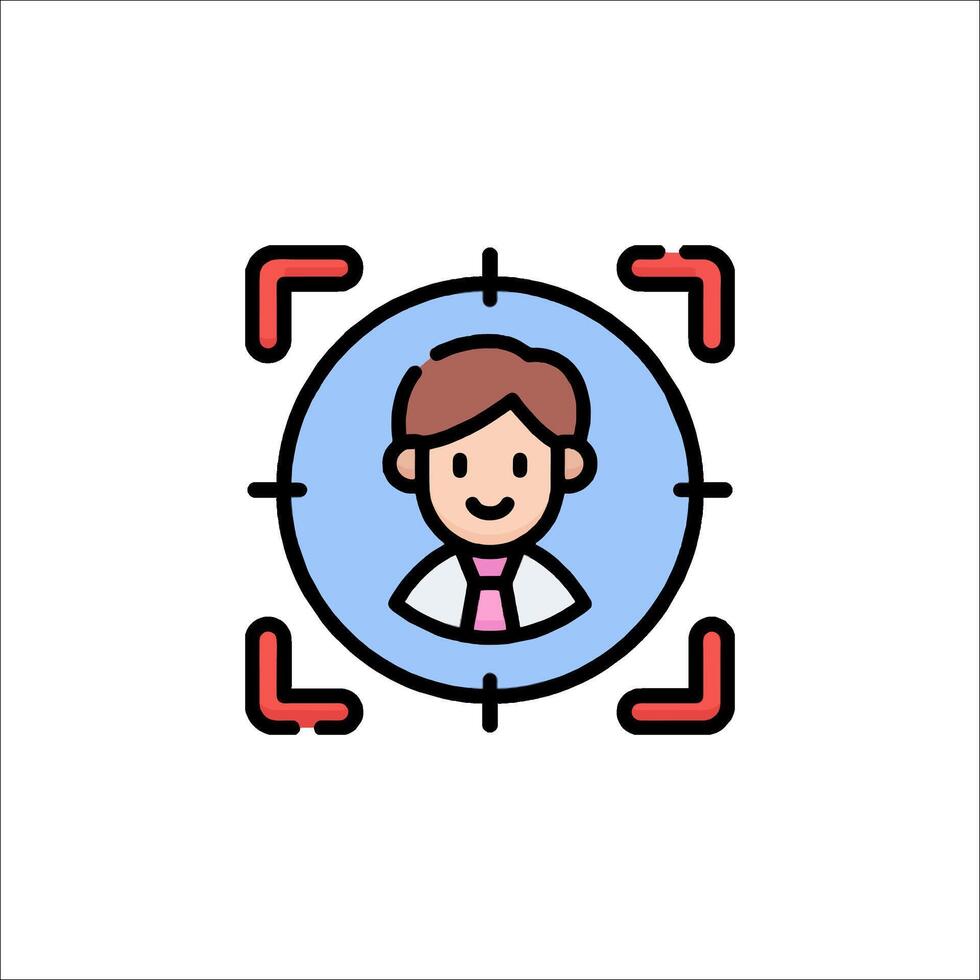 A man is looking at a camera icon vector