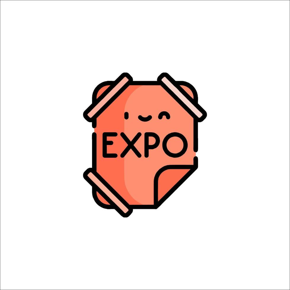A cartoon bear holding an expo sign vector