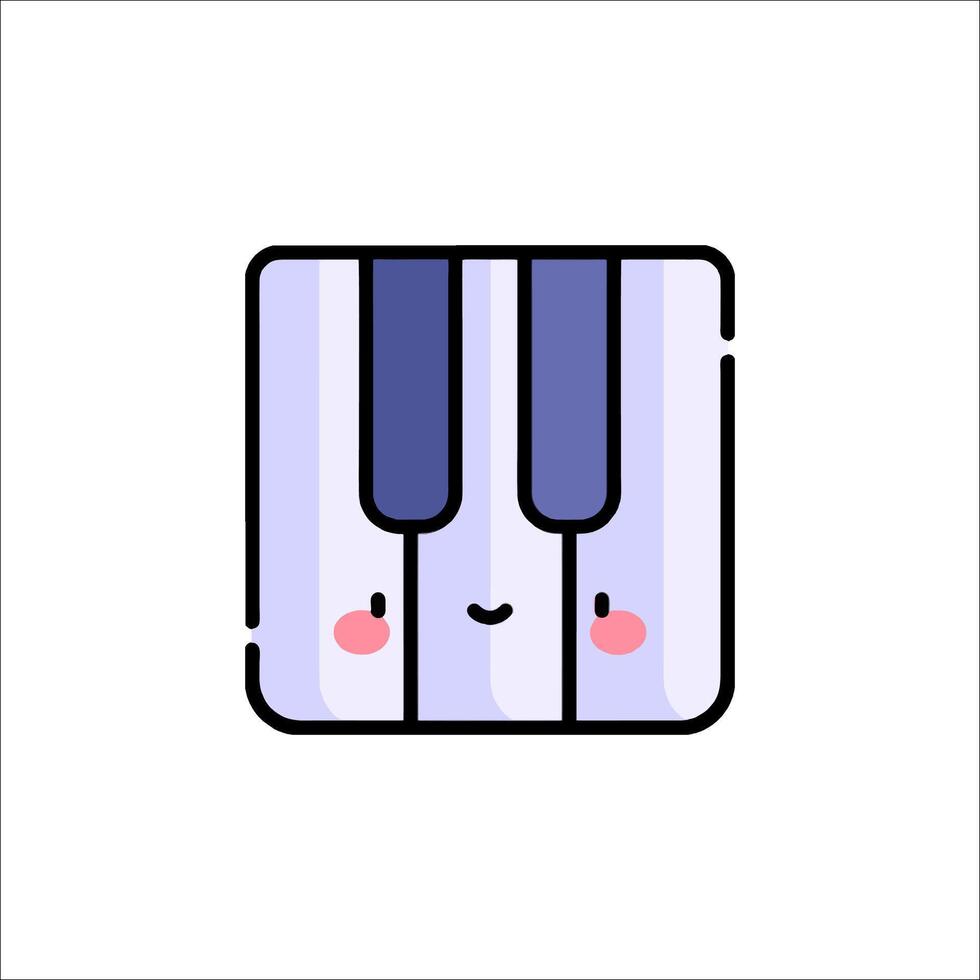 A cute piano keyboard icon with a smiley face vector