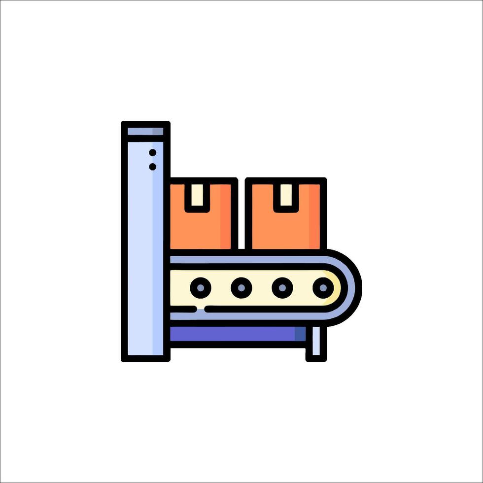 A machine with a conveyor belt and two boxes vector