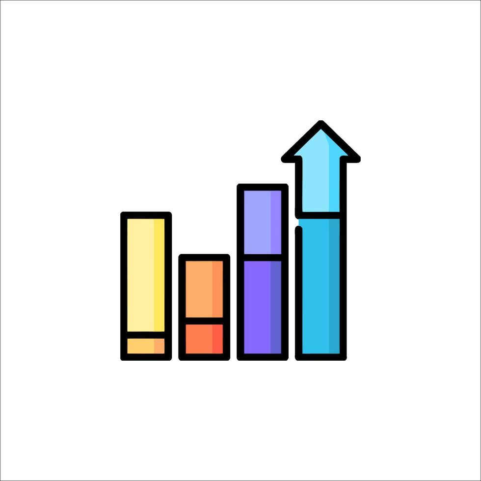 An icon of a bar chart with an arrow pointing up vector