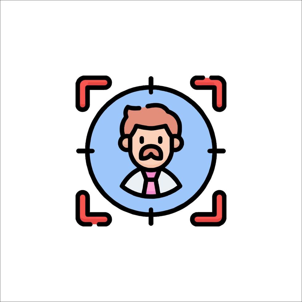 A man with a mustache and tie is in a circle with a camera vector