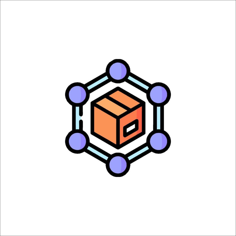 A cube with a box inside it and a circle around it vector