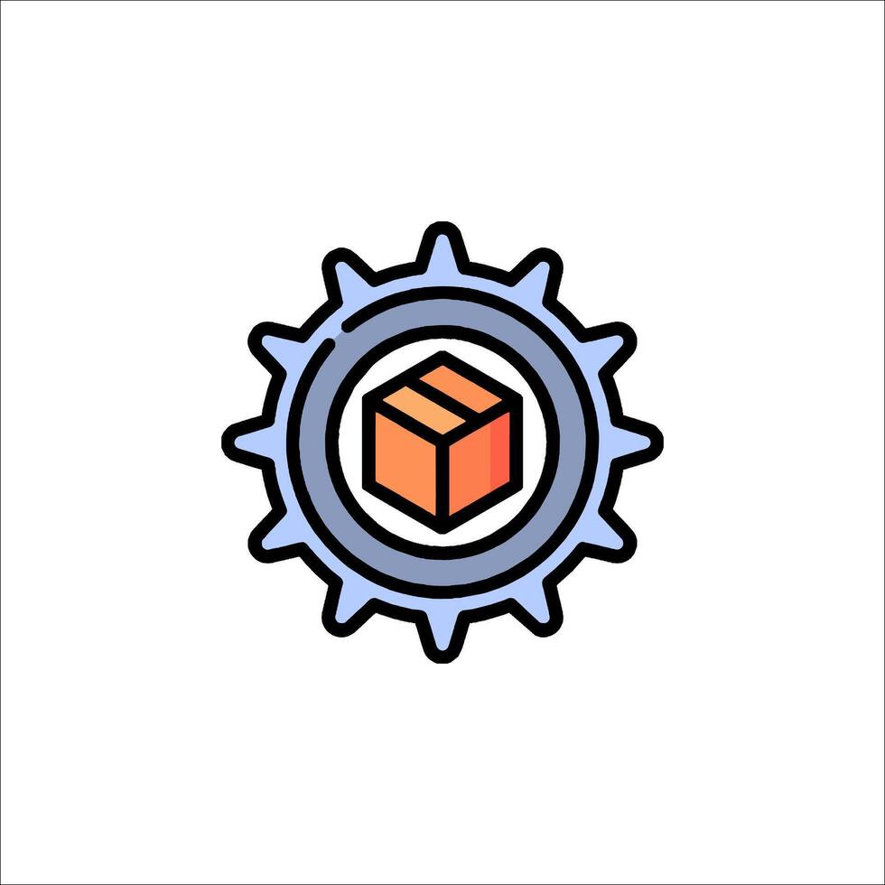 A gearwheel with an orange cube inside vector