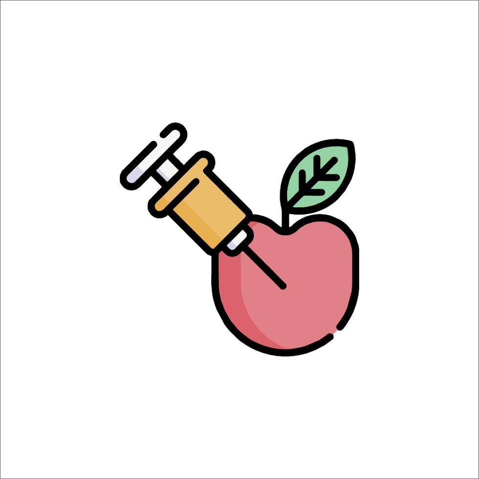 An apple with a syringe in it vector