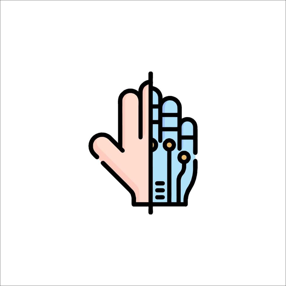A robot hand with a finger pointing up vector