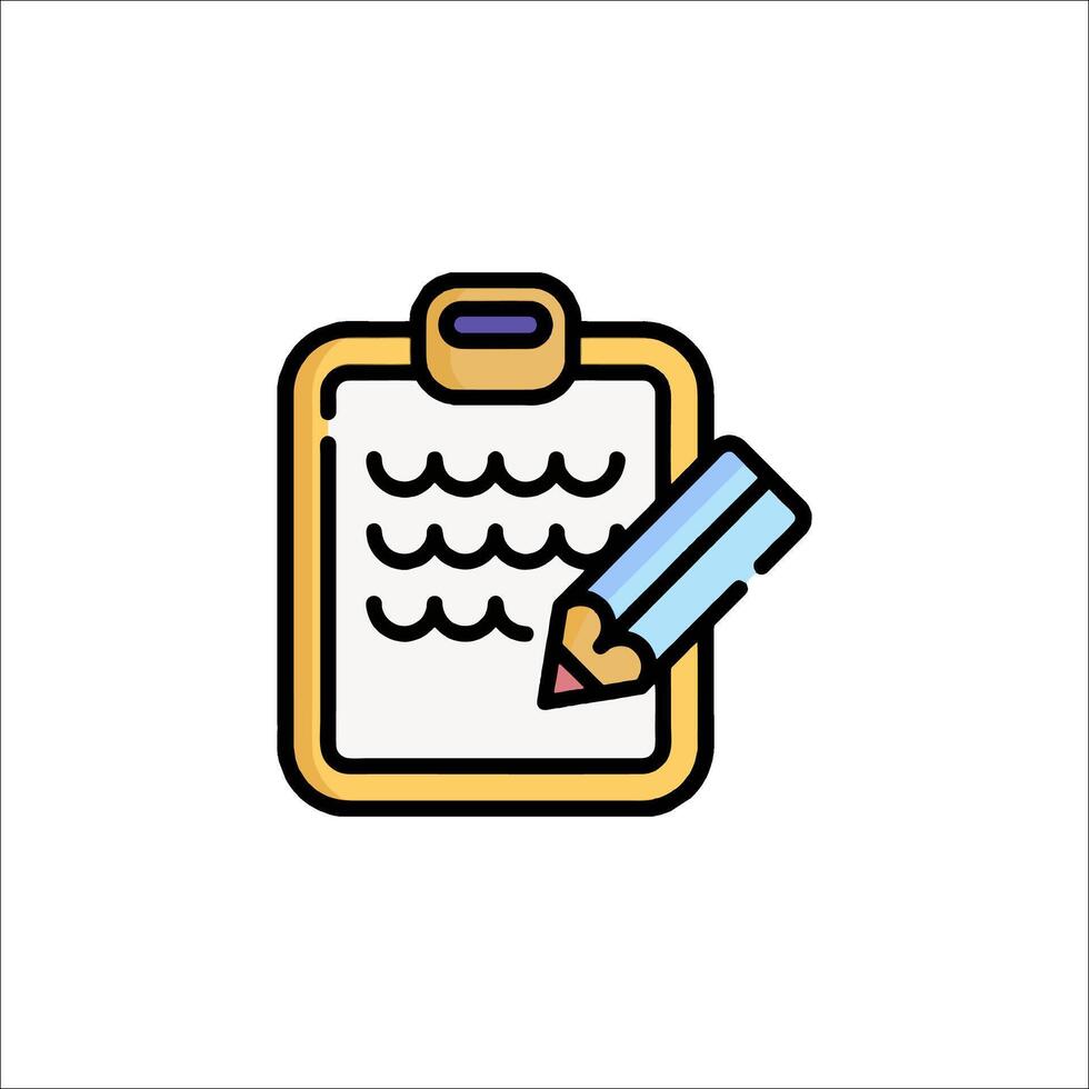 Clipboard with pencil and paper icon illustration vector