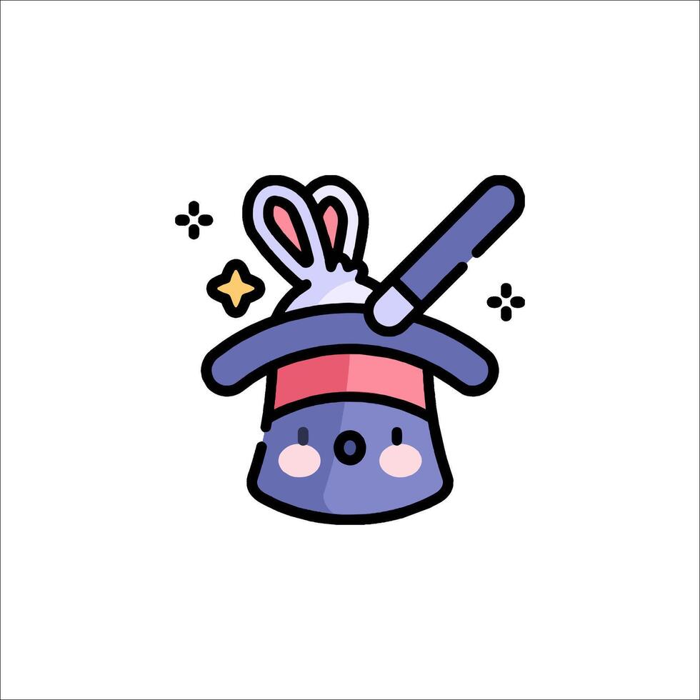 A cute little bunny hat with a wand and a star vector
