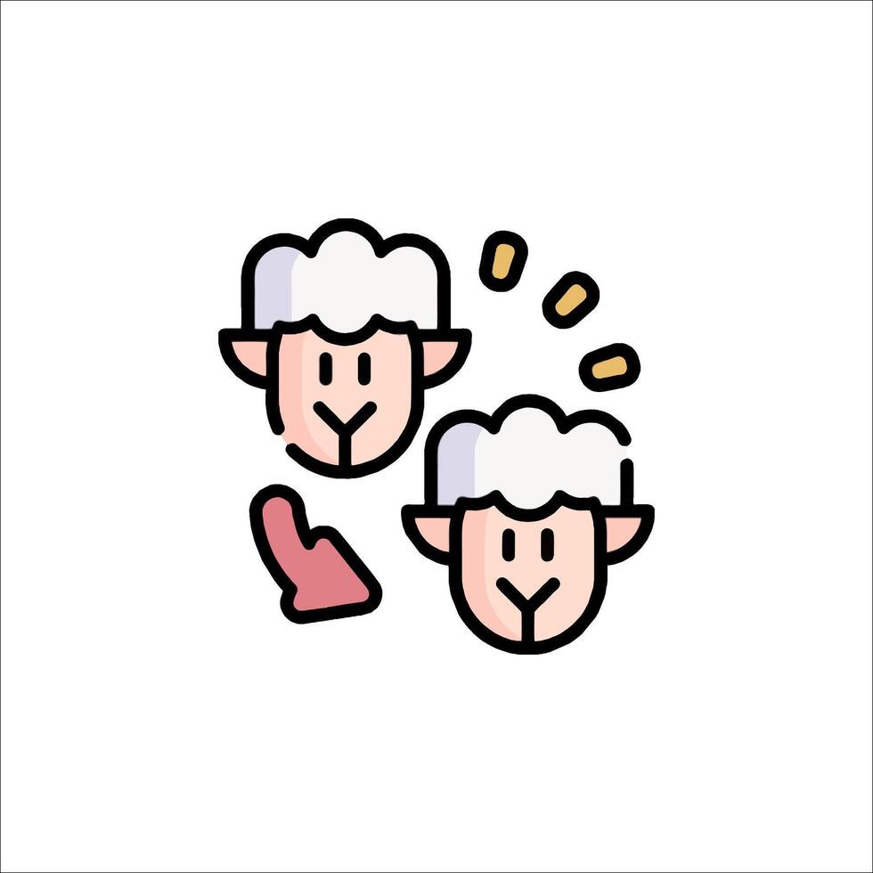 Two sheep are talking to each other in a cartoon style vector