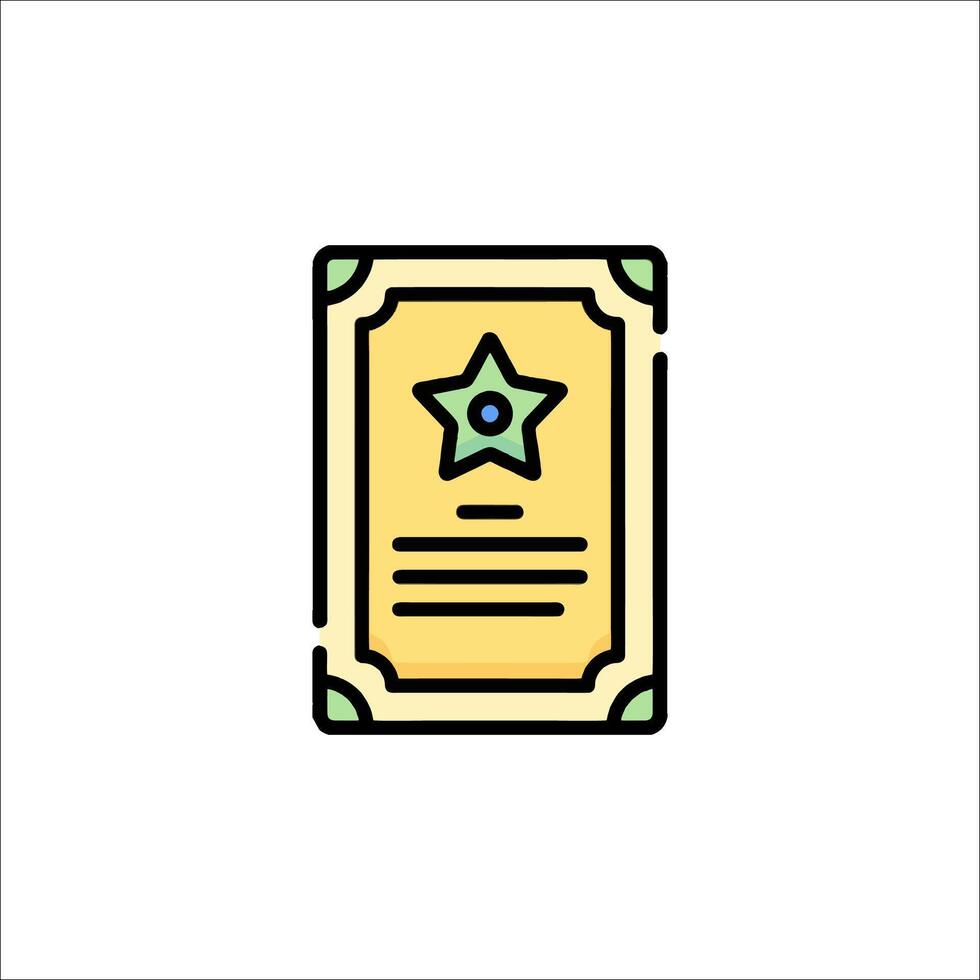 A certificate icon with a star on it vector