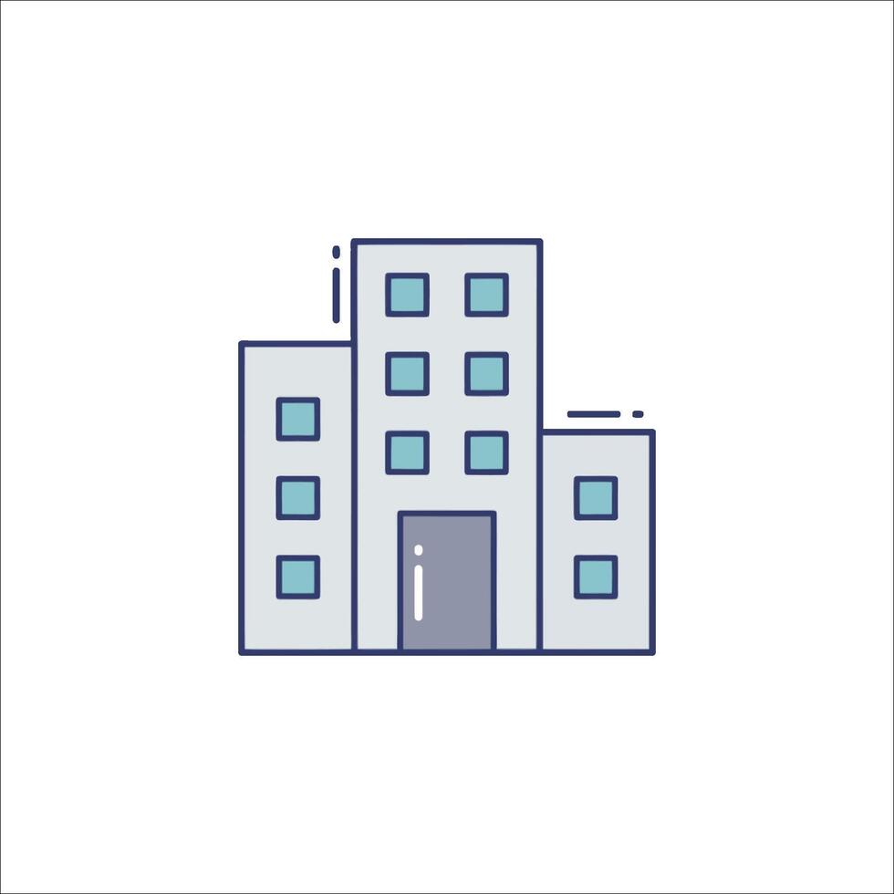 A building icon with a door and windows vector