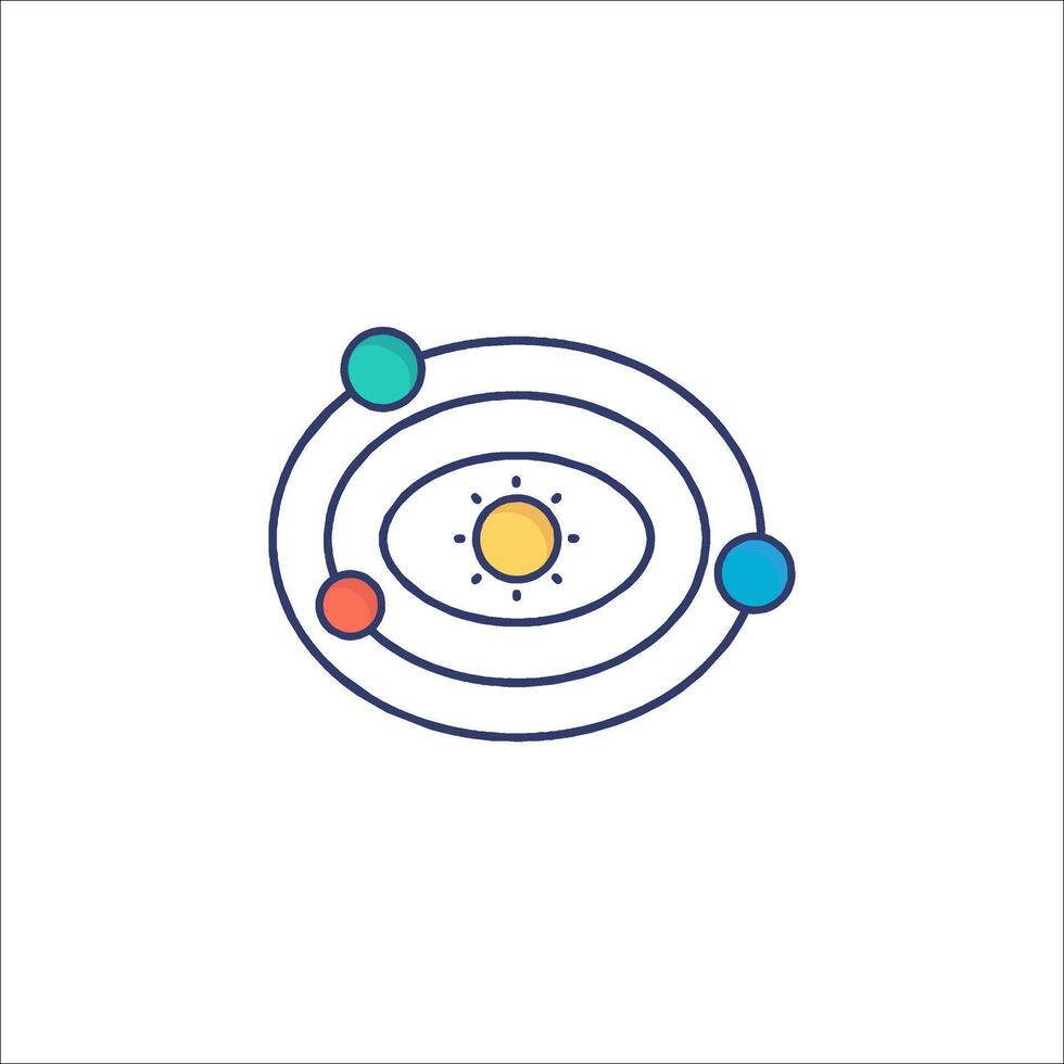 An illustration of a planet with a sun and other objects vector